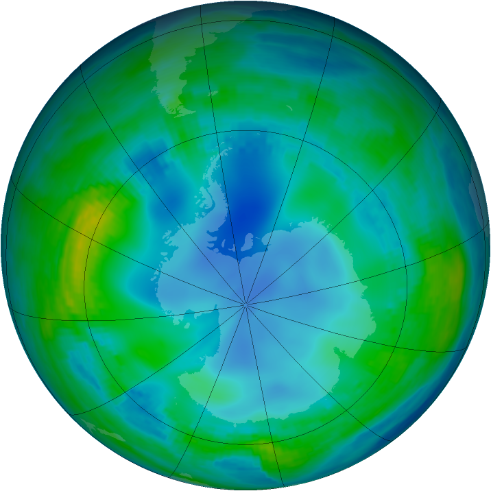 Antarctic ozone map for 21 May 1987